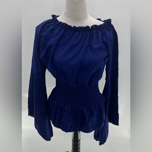 Renaissance Off-Shoulder Long Bell Sleeve Boho Top - Size Small